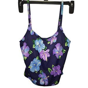 Mixit Size 16 Blue Tropical Floral Print 2 Piece Tankini